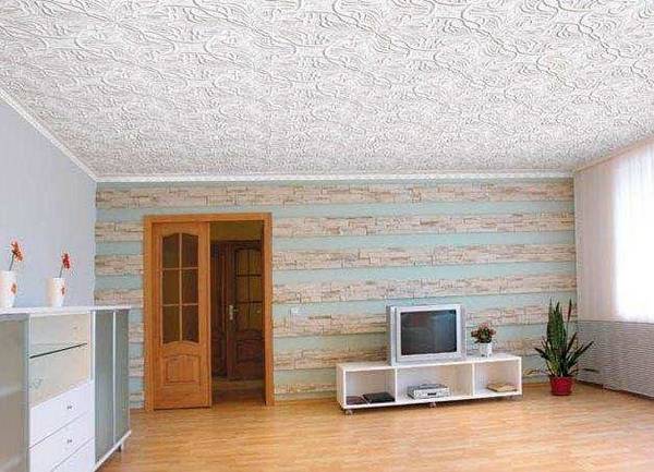 Монтаж потолочной плитки из пенополистирола с фото